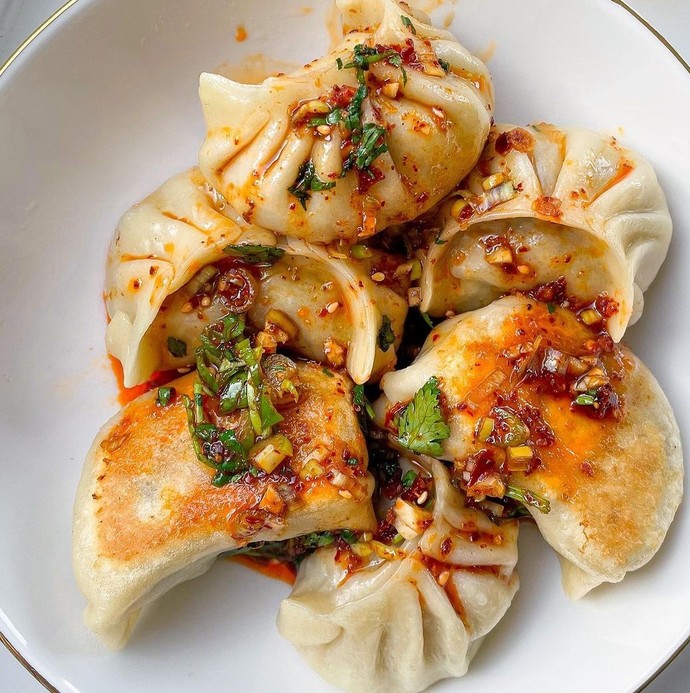 dumpling with chilli oil