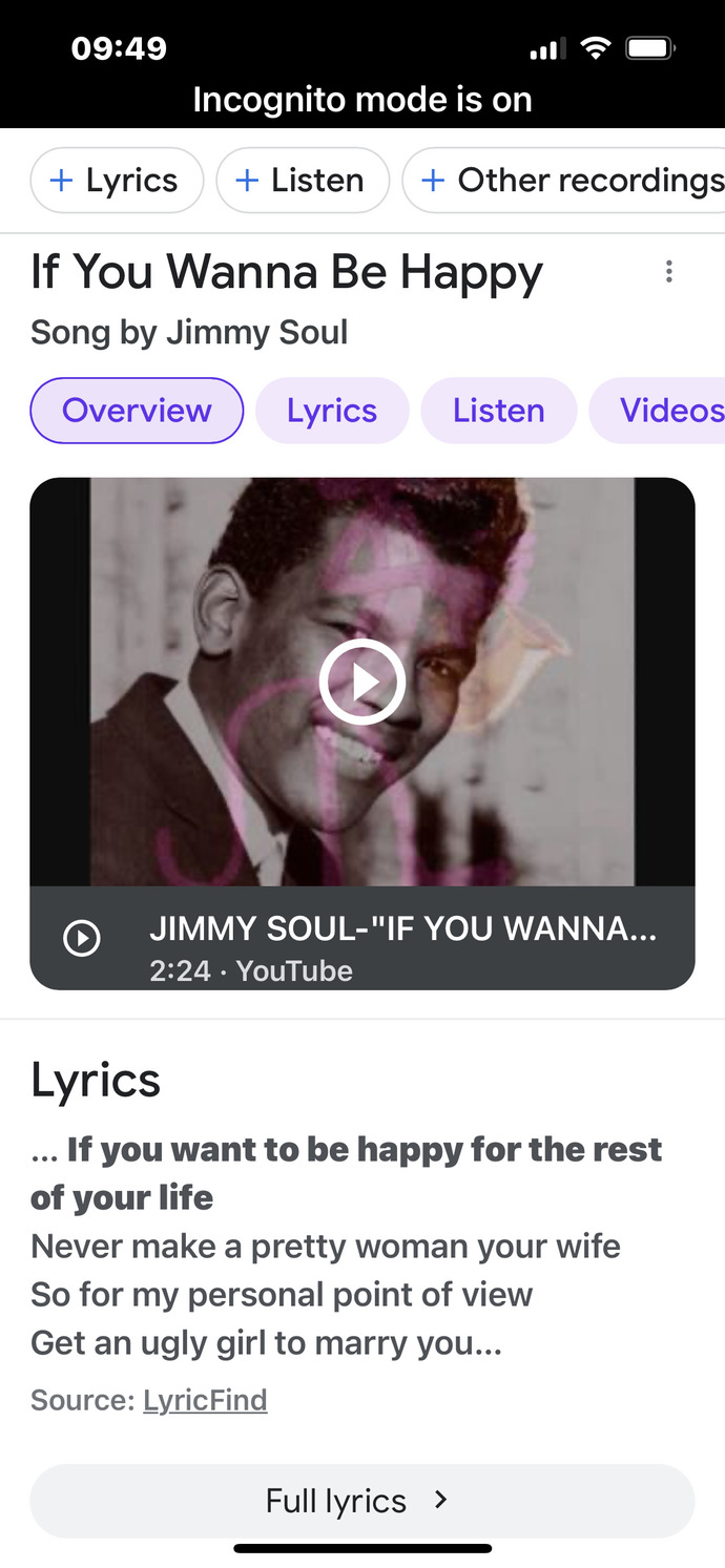 Name one song you should never play at a wedding?