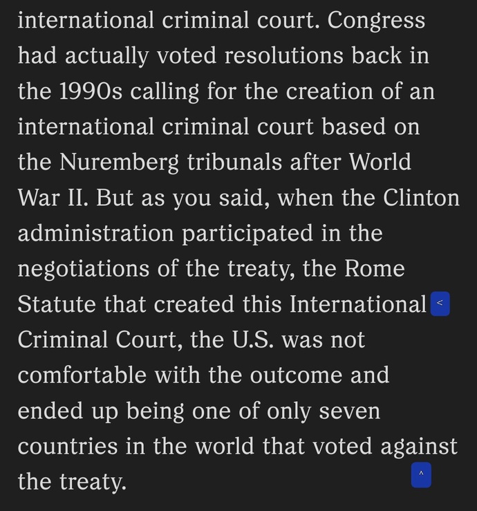 u. s. voted against creating i. c. c. due to its details