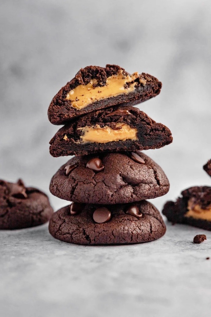 6) Peanut butter stuffed chocolate cookies