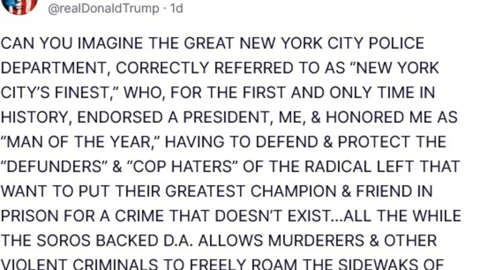 Is Trump trying to get the NYPD to turn a blind eye to his calls for riots?