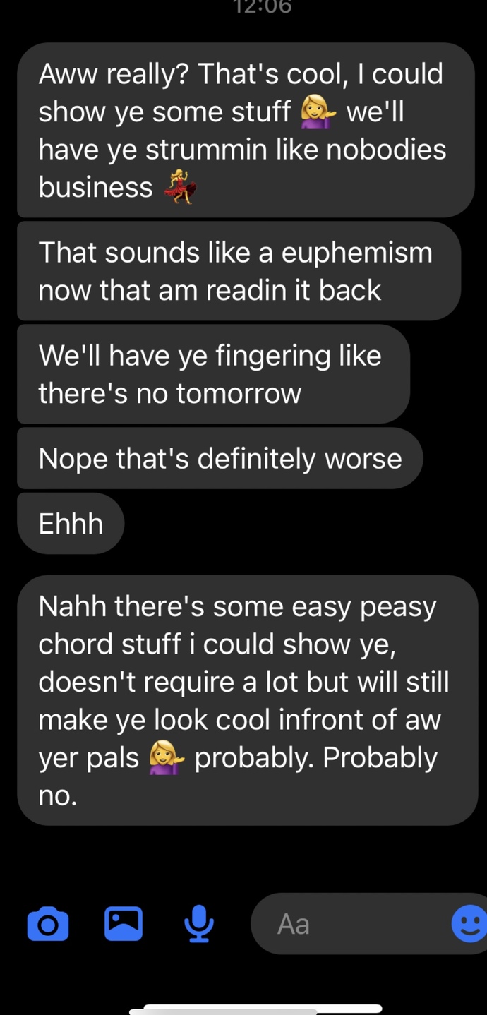 I asked for him to teach me guitar does it sound like he’s flirting?
