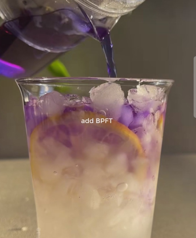 Lavender lemonade iced tea looks something like this