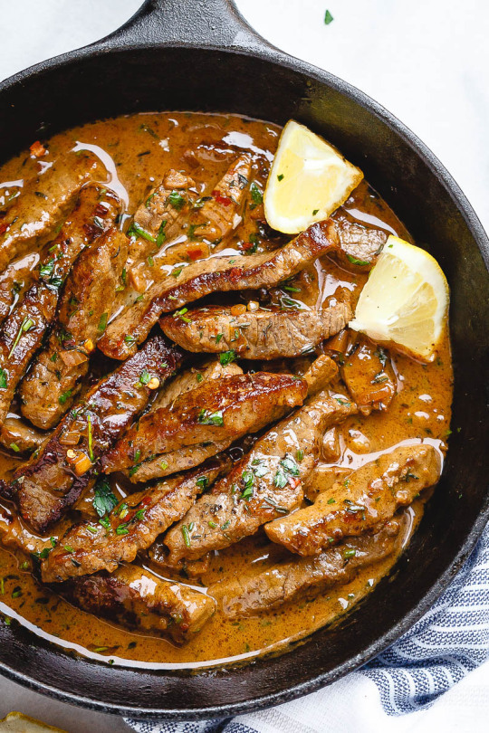 pan-seared steak in butter sauce