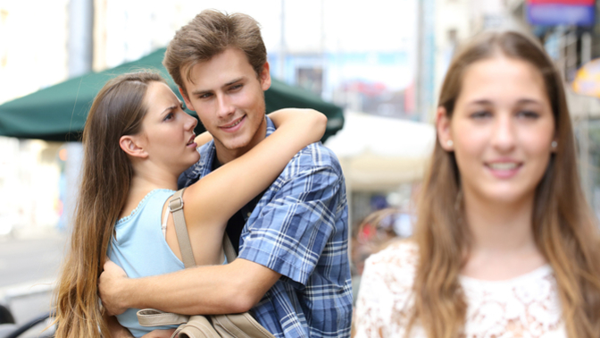 Is this an acceptable excuse for my boyfriend staring at other women when we go out together?