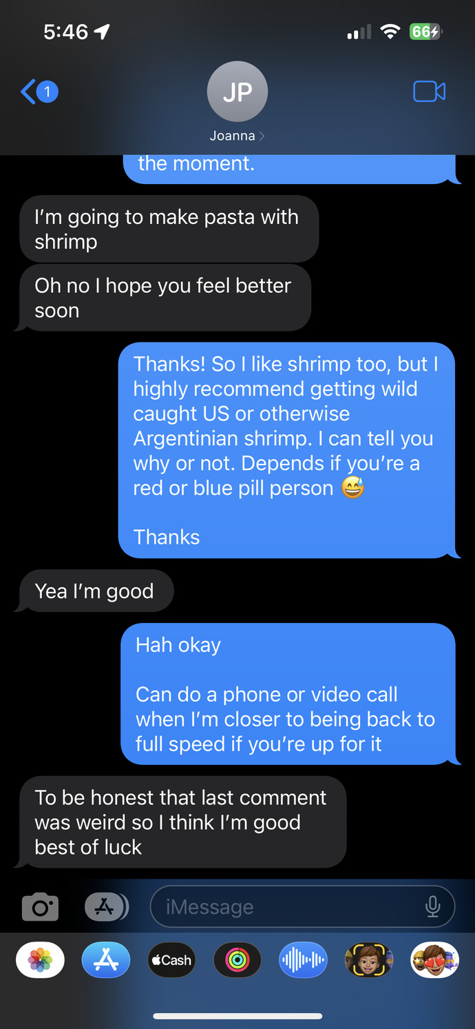 Do you think this is a weird reason for a girl to not want to talk to me?