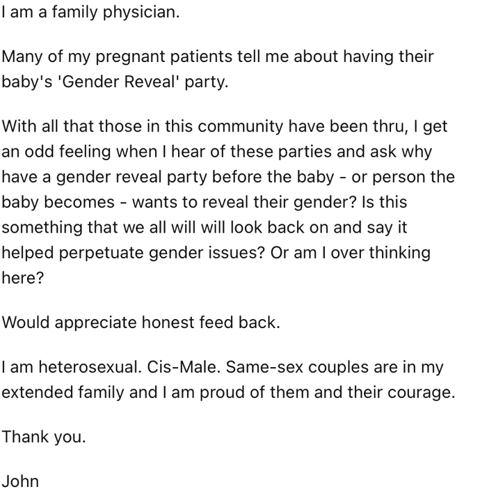 Do you agree with this family psychiatrist on gender reveals?