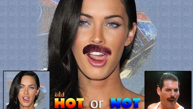 Guys if you met a woman who looked like megan fox with a mustache and she wanted to date you would you go for it?
