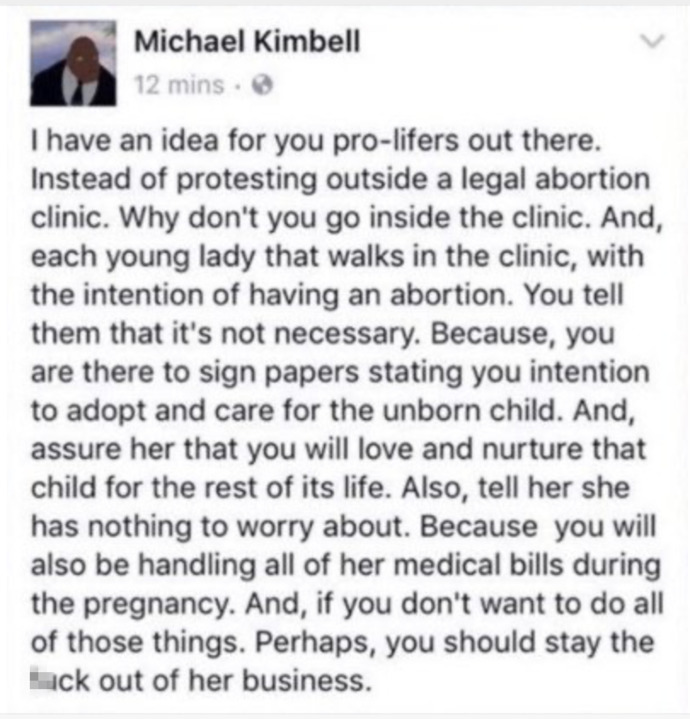 When you hear the Phrase Pro life what is the first thing that comes to your mind?