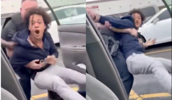 So he was in the car and assaulted the officer?