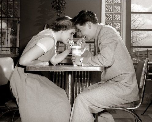 1950s couple at a soda shop
