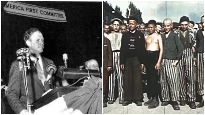 Hero Charles Lindbergh and children in death camps.