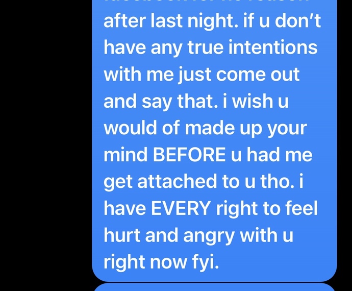 Does he sound hurt in the texts?