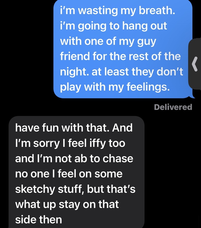 Does he sound hurt in the texts?