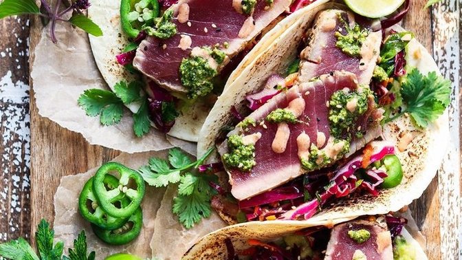 Would you eat seared ahi tuna tacos?