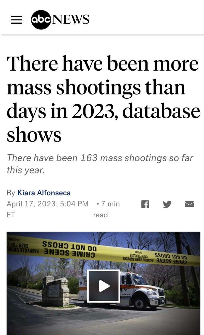 There has been more mass shootings than days in 2023. Do you think this sounds legit or like propaganda fake news?