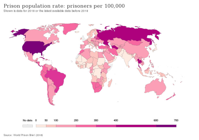 Why does the US have the highest number of imprisoned citizens?