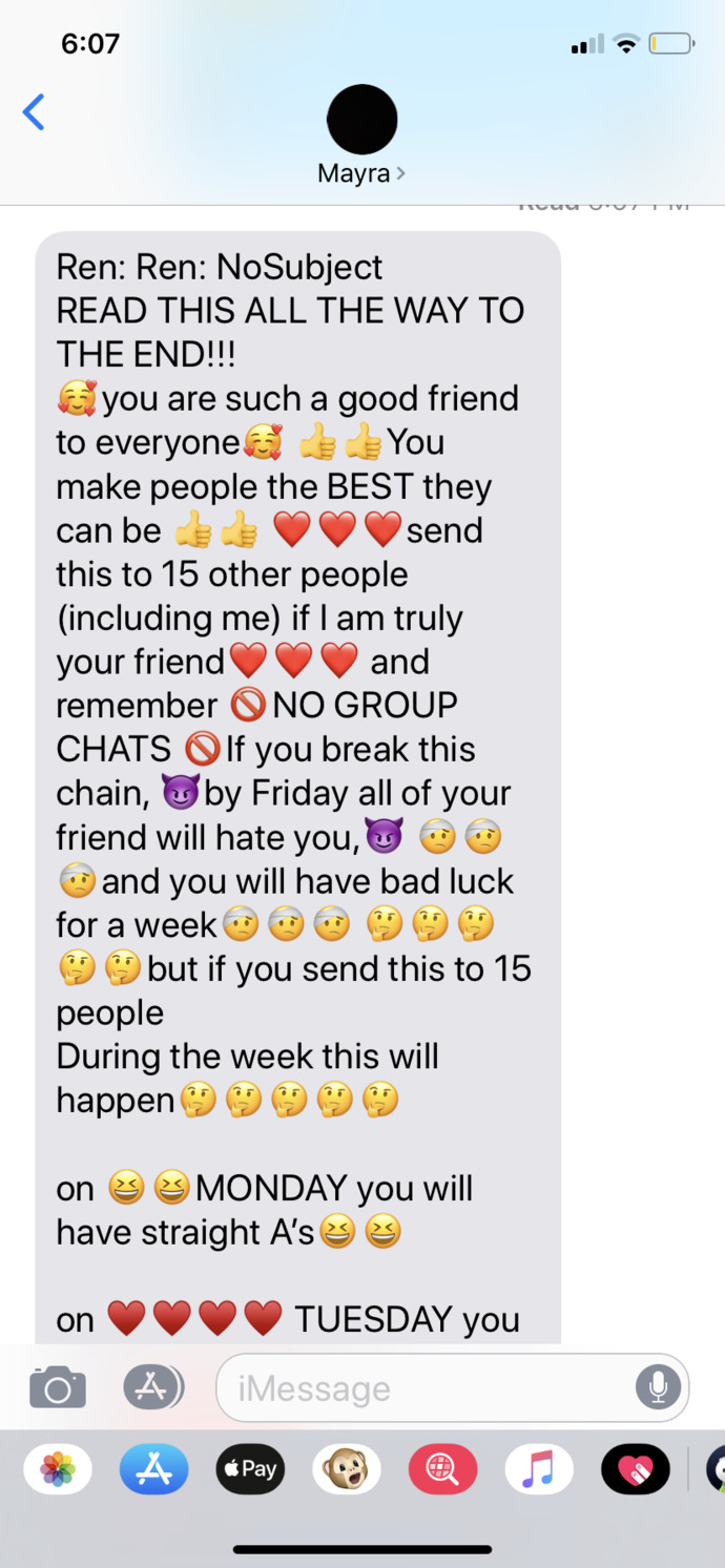 This is a very modern Text Message chain letter