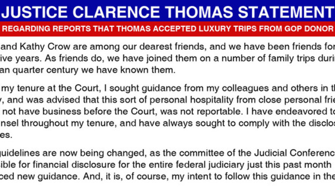 It is reported that Justice Clarence Thomas accepted paid luxury trips. Therefore, should congress pass stricter ethic laws for the Supreme Court?