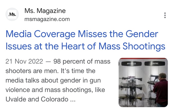 Do you believe it is 100 percent true or sounds like misinformation that 98 percent of mass shooters in the USA are male?
