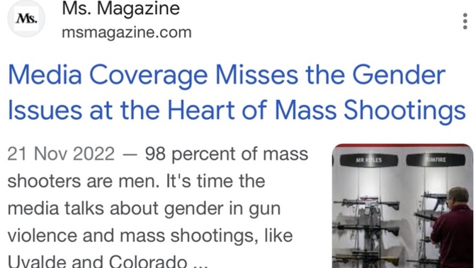 Do you believe it is 100 percent true or sounds like misinformation that 98 percent of mass shooters in the USA are male?