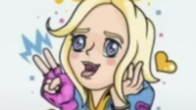 How would you describe the facial expression this cartoon is making?