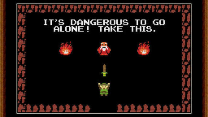 "It's dangerous to go alone take this _______." Name an object this hero should take?