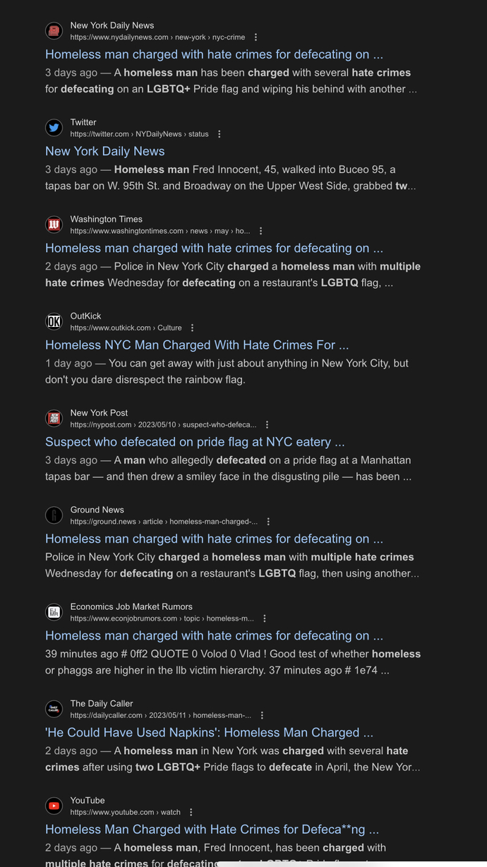 Homeless man takes shit on two pride flags. Should this man serve maximum sentence?