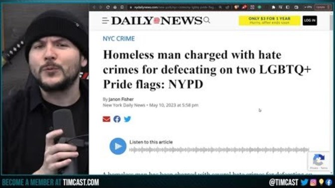 Homeless man takes shit on two pride flags. Should this man serve maximum sentence?