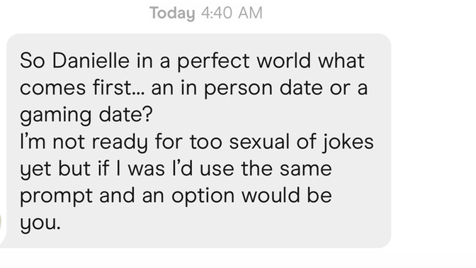 Can someone help me understand what this guy is asking in his first message on dating app?