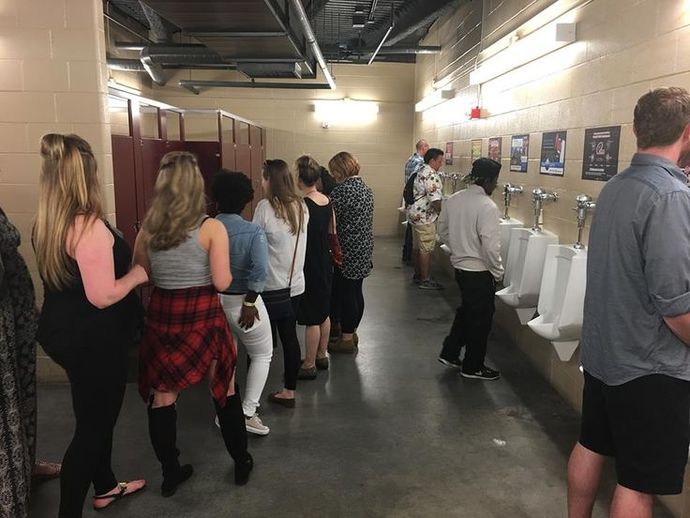 When women take over the mens washroom, should men refrain from using urinals?