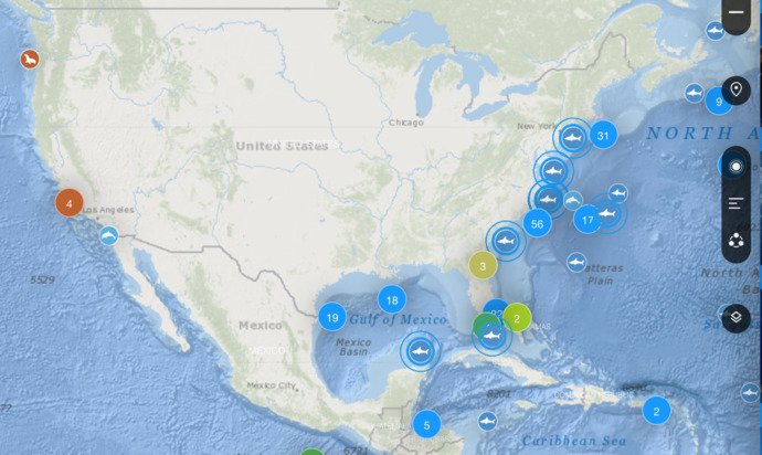 Based upon this map, where would you go swimming/surfing?