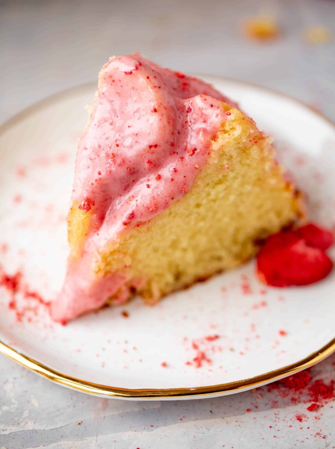 Pound Cake with Strawberry Icing