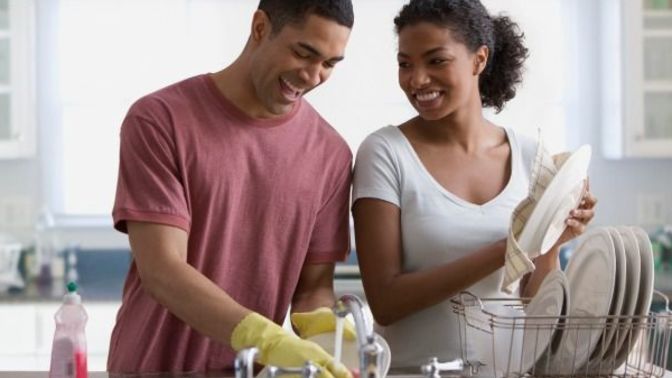 How does the division of household responsibilities and chores impact relationships when both partners have demanding careers?