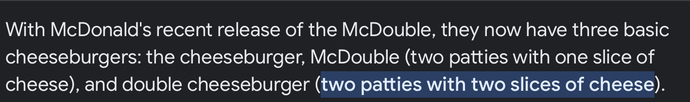 What’s the difference on a double cheeseburger and a McDouble 😯?