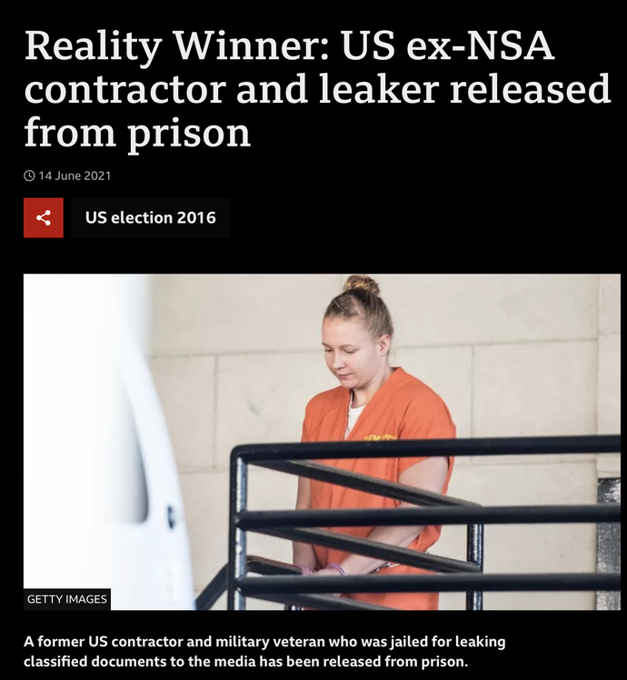 Is it weird people think there’s a Deep State who can’t keep out spies named “Reality Winner”?