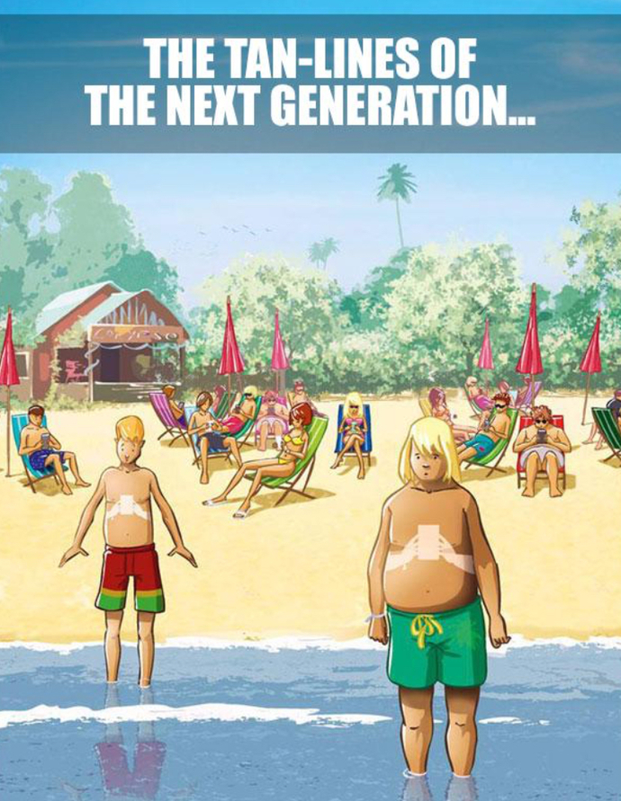 What are women doing on their phones while being on the beach?