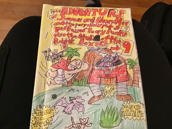 I know, VERY original… it was basically just Captain Underpants but with me and my best friend (s) as the MCs, and some small changes