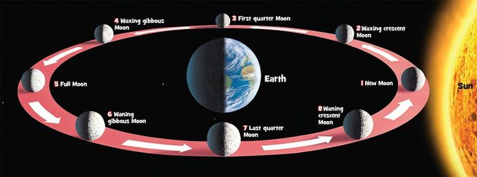 Why is the moon sometimes round, sometimes semicircular or other shapes?