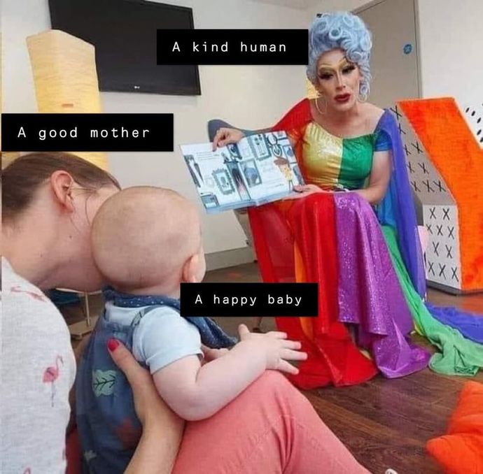 Until a drag queen walks into a school and beats eight kids to death with a copy of ‘To Kill a Mockingbird,’ you’re focusing on the wrong shit, right?