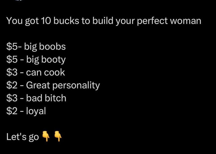 Guys, You have $10, can you build your ideal woman?