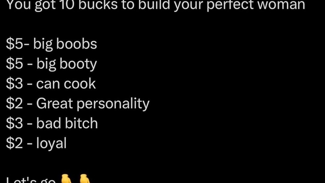 Guys, You have $10, can you build your ideal woman?