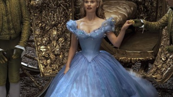 English actress Lily James, who played the Walt Disney character Cinderella. Did both the evening gown and housekeeping attire make her look pretty?