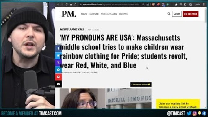 Massachusetts Middle School tried to make students wear rainbow clothing for pride but students revolt and wear red, white and blue instead?