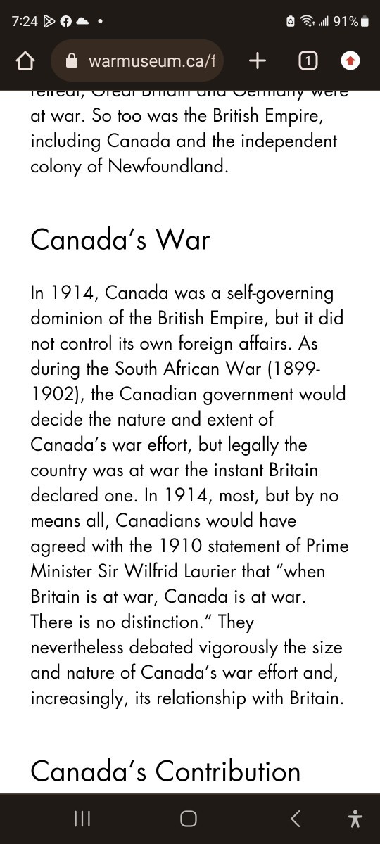 Did Britania take Canada the second time in world war 1?