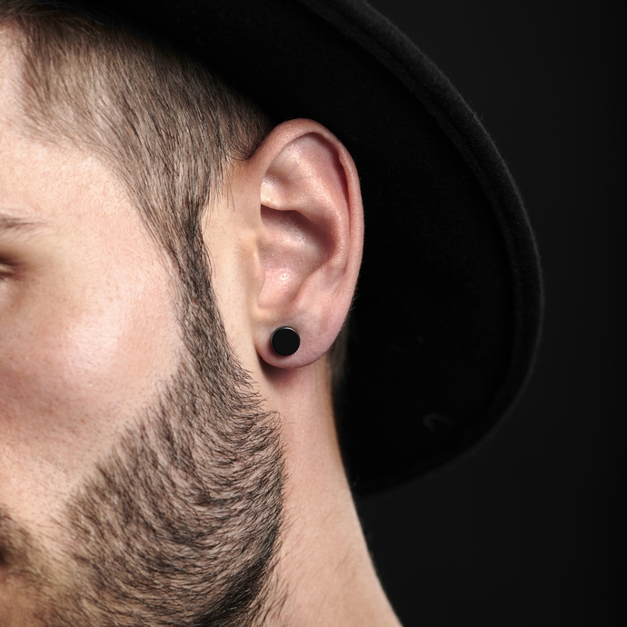 Opinions on black button ear studs on guys?