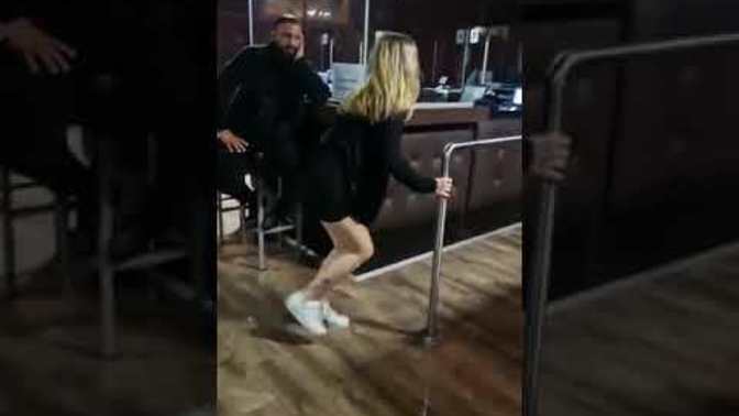 Russian Man knocks down German woman with a hard slap after German woman slapped him first at a bar. Your thoughts?