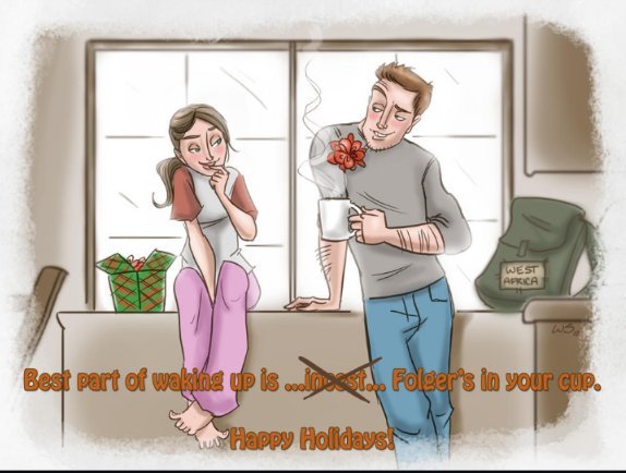 Folgers coffee why did they make this weird one with the brother& sister?
