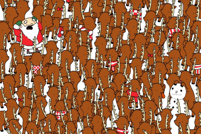Can you find the bear amongst the reindeer?