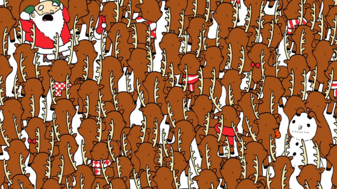 Can you find the bear amongst the reindeer?